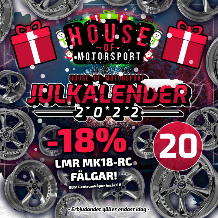 House of Motorsport Julkalender 2022 Lucka nr 20 - 18% RABATT på LMR MK18RC-fälgar!