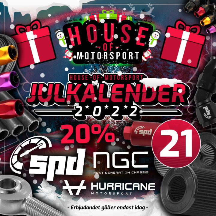 House of Motorsport Julkalender 2022 Lucka nr 21 - 20% RABATT på SPD / NGC Chassi / Hurricane Motorsport!