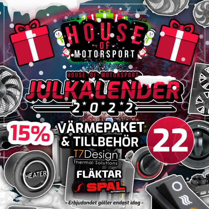 House of Motorsport Julkalender 2022 Lucka nr 22 - 15% RABATT på T7 Design och SPAL Automotive!