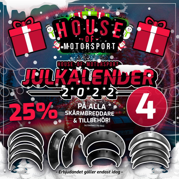 House of Motorsport Julkalender 2022 Lucka nr 4 - 25% RABATT på LMR Skärmbreddare & Tillbehör!