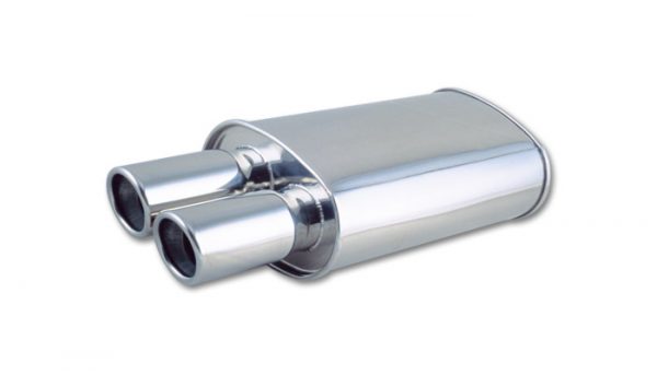 lmr Vibrant STREETPOWER Oval Muffler w/ Dual 3.5" Round Angle Cut Tips (2.5" inlet)