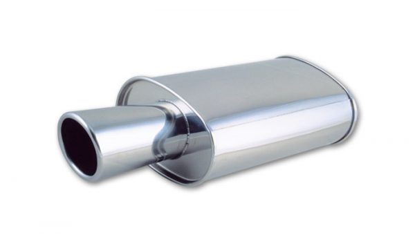 lmr Vibrant STREETPOWER Oval Muffler w/ 4" Round Angle Cut Tip (2.5" inlet)
