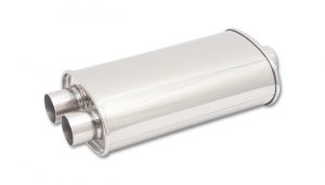Vibrant STREETPOWER Oval Muffler, 2.5″ inlet (Center In – Dual Out)