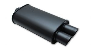 Vibrant STREETPOWER FLAT BLACK Oval Muffler with Dual Tips (2.5″ inlet)