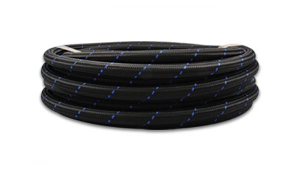 lmr Vibrant 2ft Roll of Black Blue Nylon Braided Flex Hose; AN Size: -4; Hose ID: 0.22"