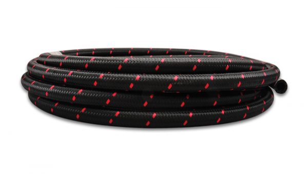 lmr Vibrant 2ft Roll of Black Red Nylon Braided Flex Hose; AN Size: -4; Hose ID: 0.22"
