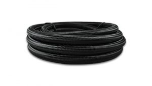 Vibrant 2ft Roll of Black Nylon Braided Flex Hose; AN Size: -10; Hose ID: 0.56″