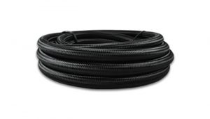 Vibrant 10ft Roll of Black Nylon Braided Flex Hose; AN Size: -4; Hose ID: 0.22″