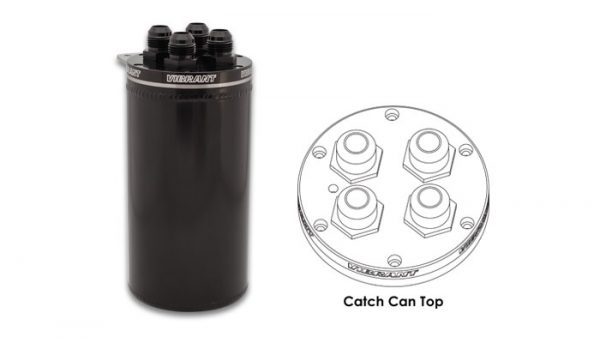 lmr Vibrant Catch Can with 4 Adapters on Cap, CNC Logo - Anodized Black