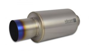 Vibrant Titanium Muffler with Straight Cut Burnt Tip, 2.5″ inlet/outlet