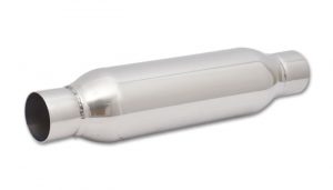 Vibrant Bottle Style Resonator, 4″ OD Body, 2.5″ inlet/outlet x 18″ Long