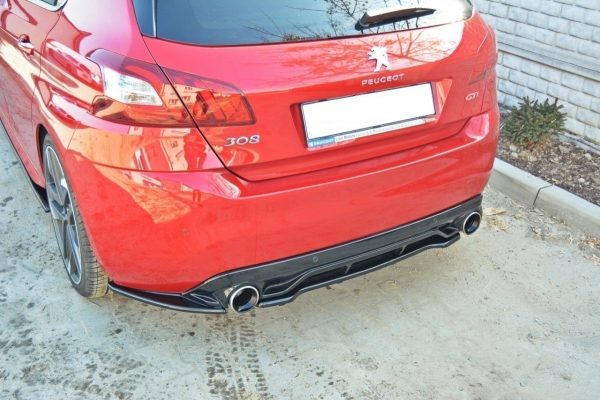 lmr Central Rear Splitter Peugeot 308 Ii Gti (With Vertical Bars) / Carbon Look