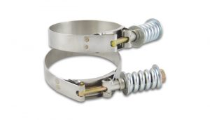 Vibrant Stainless Steel Spring Loaded T-Bolt Clamps (Pack of 2) – Clamp Range: 2.25″-2.55″