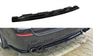 Central Bakre Splitter BMW 5 F11 M-Pack – Utan Vertikala Stänger (Passar Två Dubbla Avgassystem Utblås) / ABS Svart Struktur