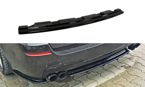 lmr Central Rear Splitter BMW 5 F11 M-Pack - Without Vertical Bars (Fits Two Double Exhaust Ends) / Gloss Black