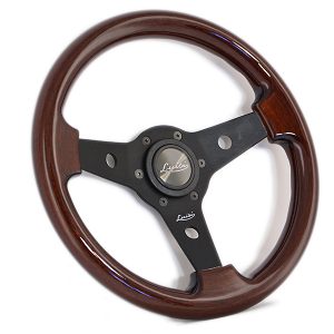 lmr NRG Wood Steering Wheel 350mm 3 Neochrome spokes - Red grip