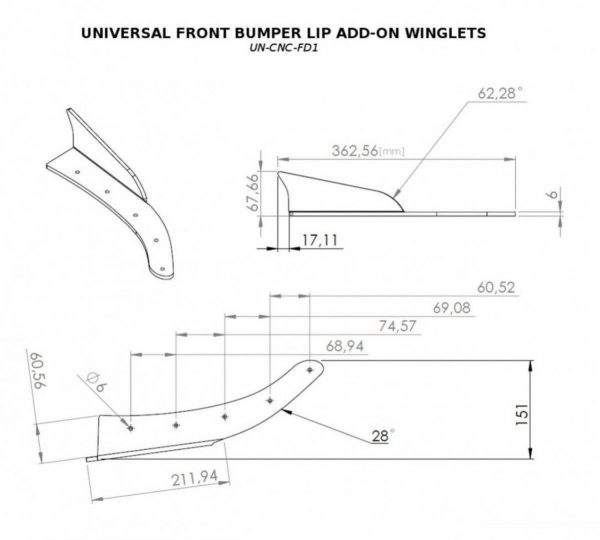 lmr Universal Front Bumper Lip Add-On Winglets