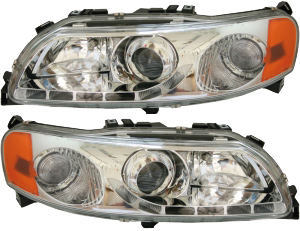 Headlamp + Corner lamp chrome L&R Volvo V70N / S60