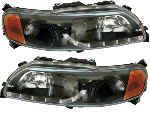 Headlamp + Corner lamp black L&R Volvo V70N / S60