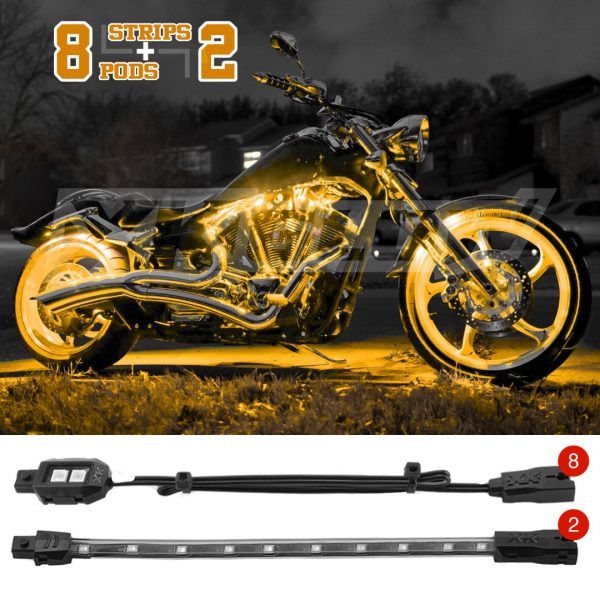 lmr XKGLOW Orange 10-delars Motorcykel Belysnings-Kit