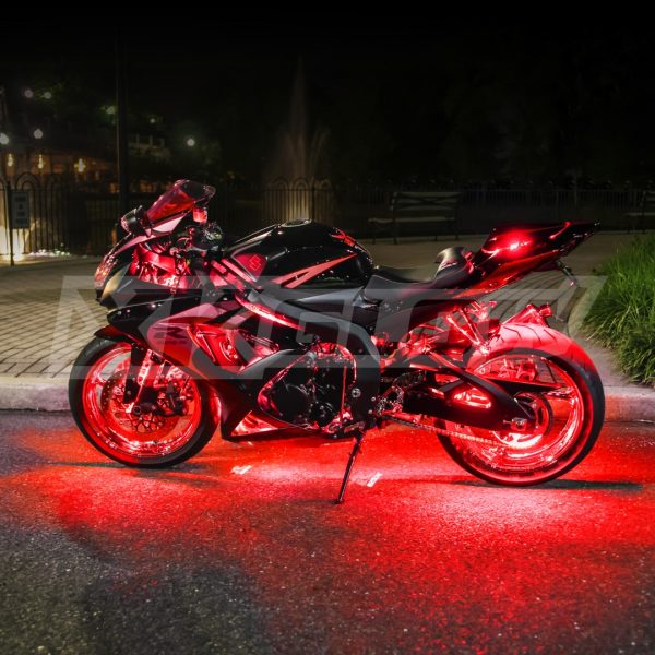 lmr XKGLOW Röd 10-delars Motorcykel Belysnings-Kit