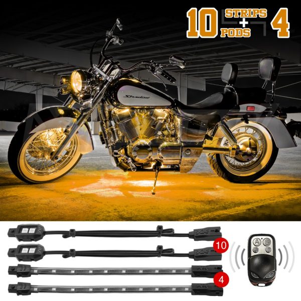 lmr XKGLOW Orange 14-delars Motorcykel Belysnings-Kit