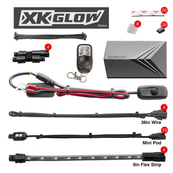 lmr XKGLOW Red 14pc Moto Light Kit