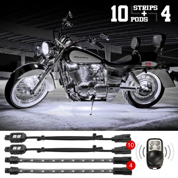 lmr XKGLOW Vit 14-delars Motorcykel Belysnings-Kit