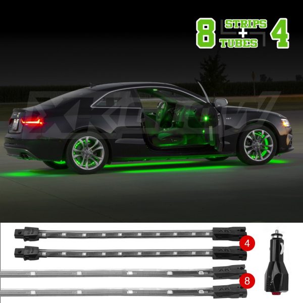 lmr XKGLOW Green 12pc Car Kit LED Neon / Underglow