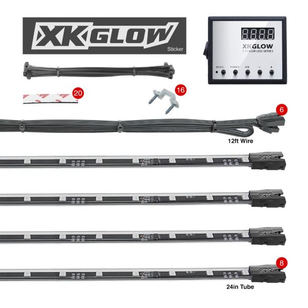 lmr XKGLOW 8-delars Neon / LED - Kit - Fjärrstyrt med miljontals färgkombinationer