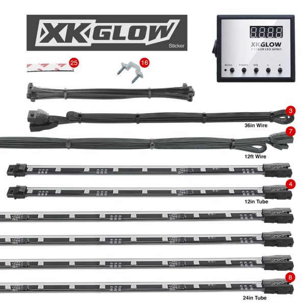 lmr XKGLOW 12-delars LED Neon / Underglow Kit Million Color Bil Kit
