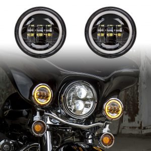 XKGLOW 2st 4.5″ Motorcykel LED Körljus + Halo Blinkers