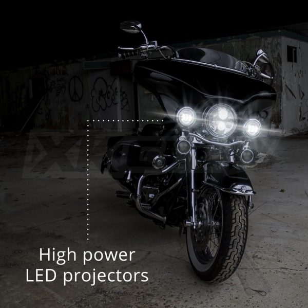 lmr XKGLOW 2st 4.5" Motorcykel LED Körljus + Halo Blinkers