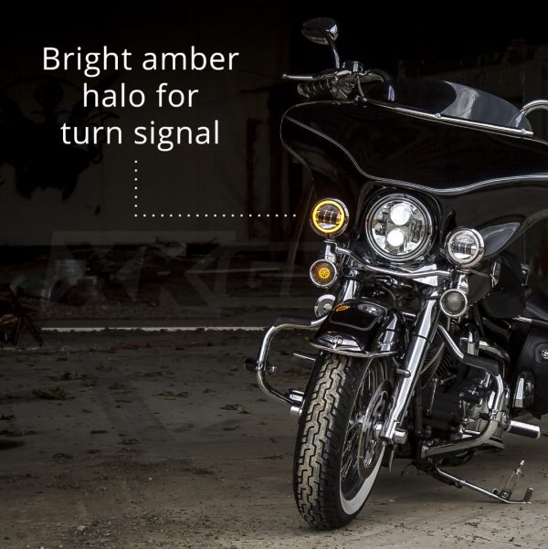 lmr XKGLOW 2st 4.5" Motorcykel LED Körljus + Halo Blinkers