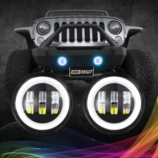 lmr XKGLOW Svart 4" LED Dimljus Jeep Wrangler - Utan Dosa