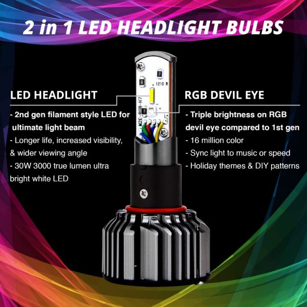 lmr XKGLOW 2xRGB H13 Bulb Kit