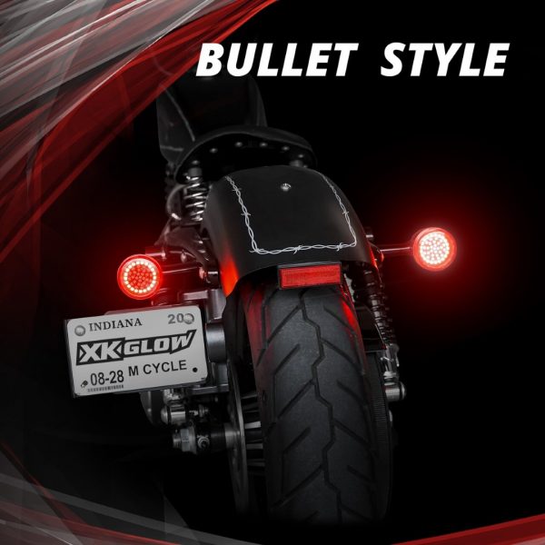 lmr XKGLOW MTurnz Motorcykelblinkers Bak RR Bullet Style Röktonad Lins