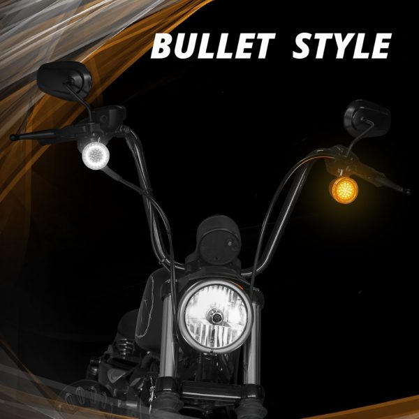lmr XKGLOW MTurnz Motorcykelblinkers Fram Bullet Style Klar Lins