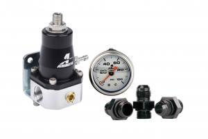 Regulator and Fitting Kit – 13129 EFI Bypass Regulator w/ (3) 15606 Fittings and (1) 15633 Pressure Gauge (Aeromotive Inc)