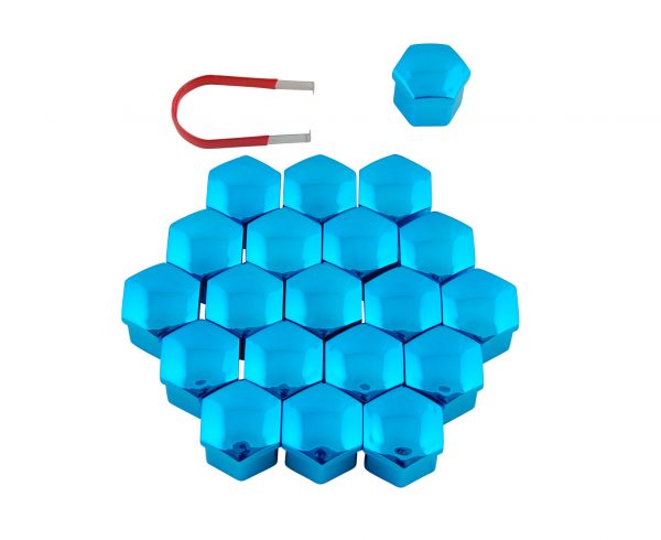 lmr 20x Plastic Caps for 17mm Wheel Nuts / Lug Bolts - Blue