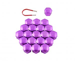 20x Plastic Caps for 17mm Wheel Nuts / Lug Bolts – Purple