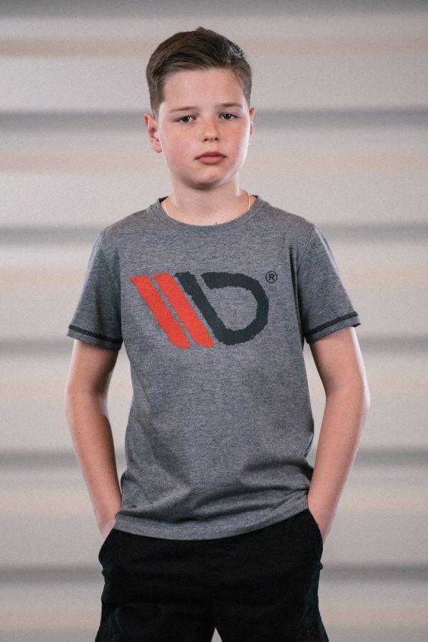 lmr Maxton Gray T-Shirt with Red/Black Logo - Kids