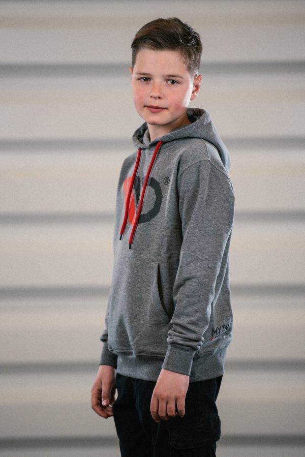 lmr Maxton Gray Hoodie with Red/Black Logo - Kids