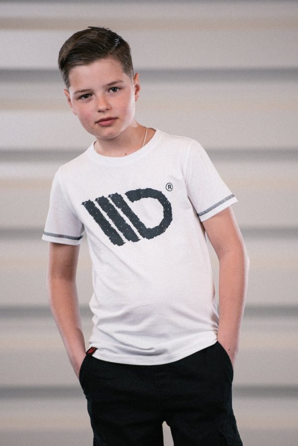 lmr Maxton White T-Shirt with Black Logo - Kids