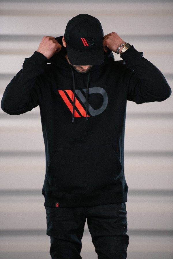 lmr Maxton Black Hoodie with Red/Gray Logo - Mens