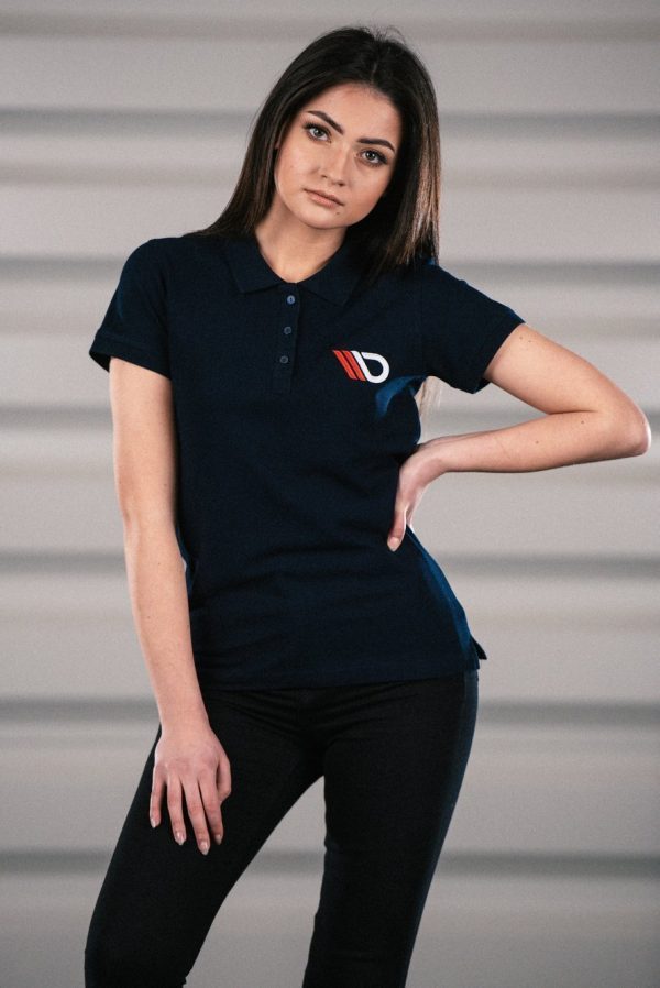 lmr Maxton Navy Blue Polo Shirt with Red/White Logo - Womens