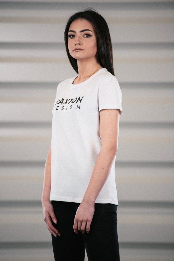 lmr Maxton Vit T-Shirt med Svart Logo - Dam