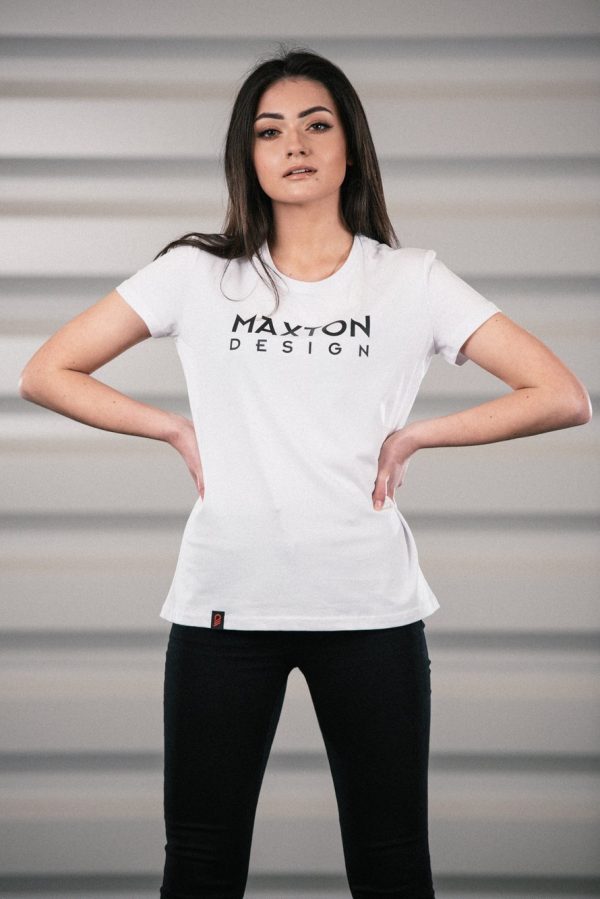 lmr Maxton Vit T-Shirt med Svart Logo - Dam