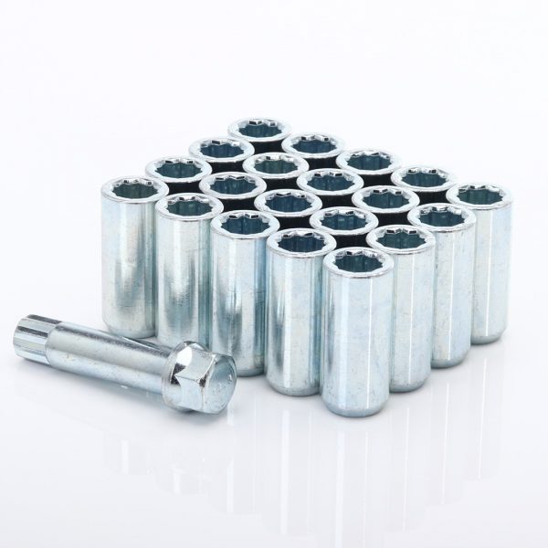 lmr JR 20x Tuner Star Lug Nuts 14x2,0 + Key / 20x45mm / Silver