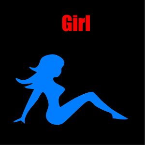 Däcktext Specialtecken Mud Flap Girl Blå – 1 st